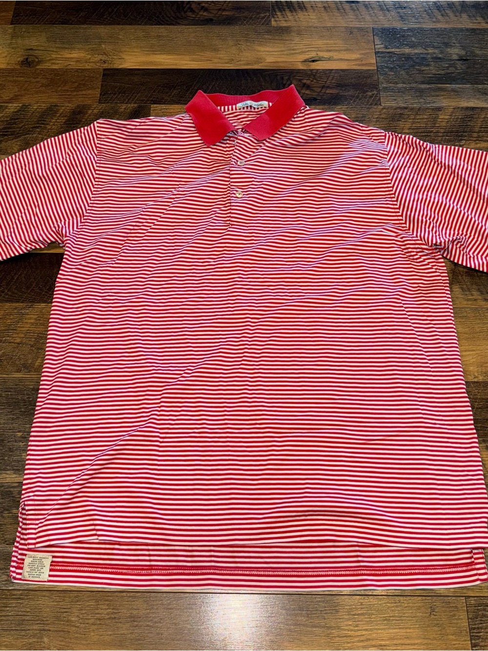 Peter Millar Red and White Striped Polo